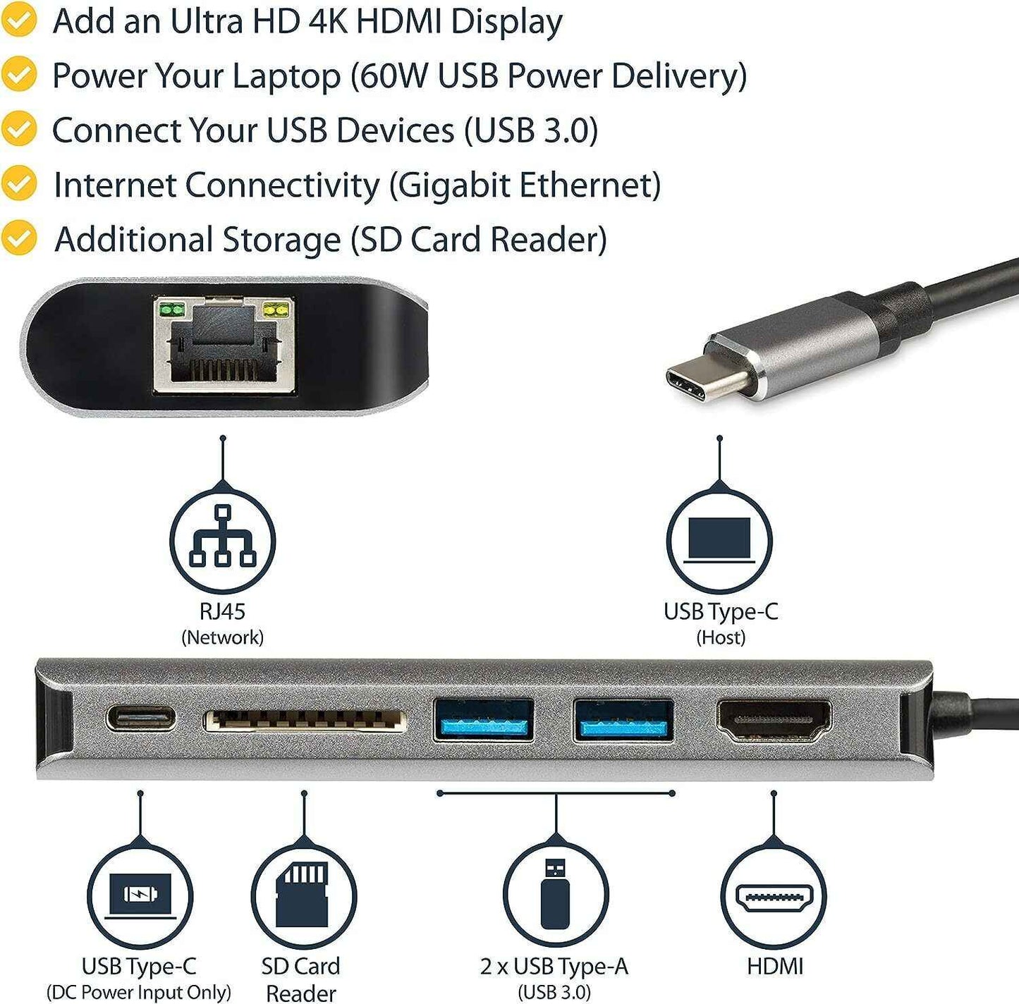 Multiport USB Station Adapter Docking Hub Laptop HDMI Type Type-C with Dock 3.0