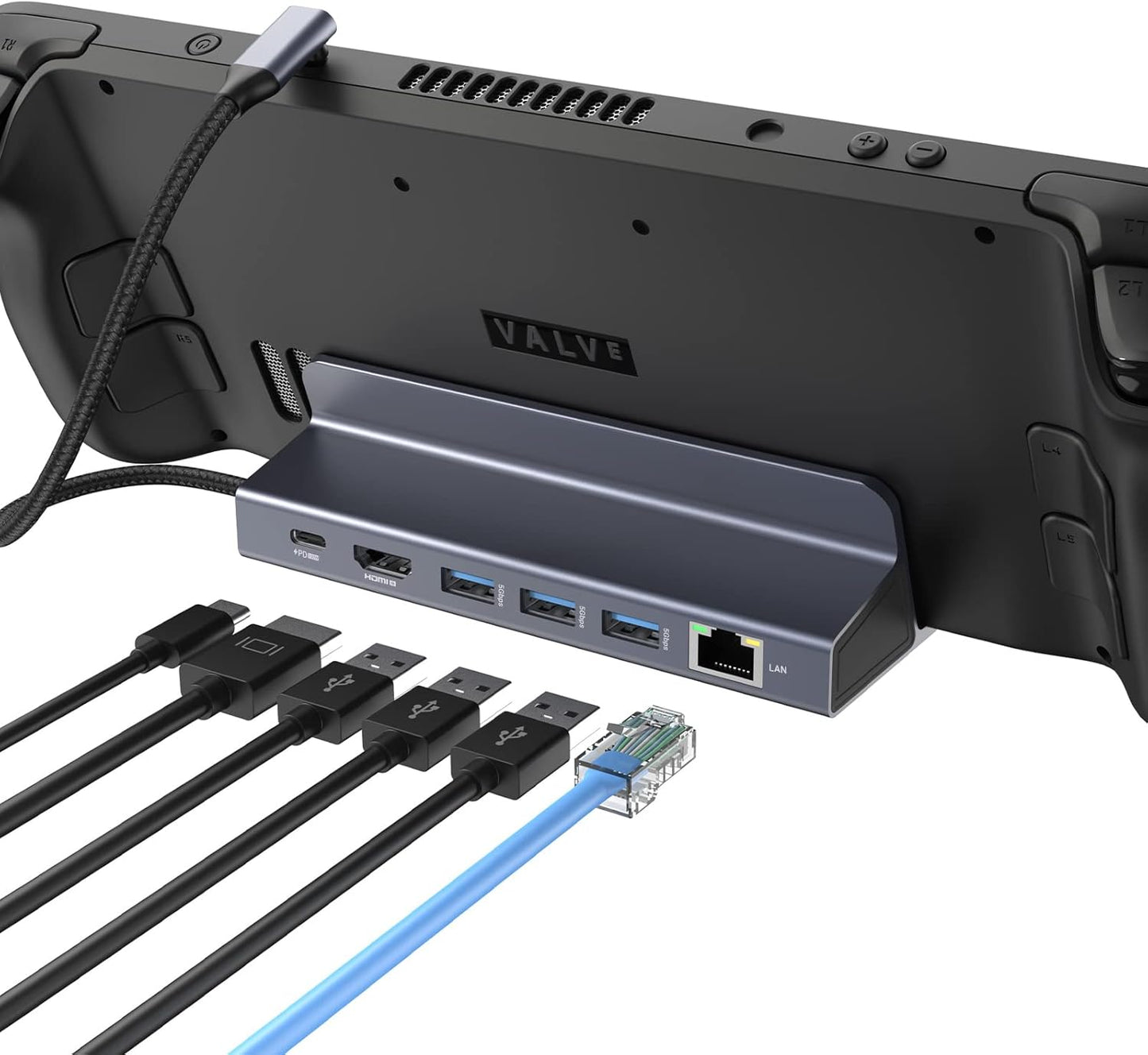 Valve Steam Deck 6-in-1 Charging Docking Station 4k HDMI TV Monitor Adapter