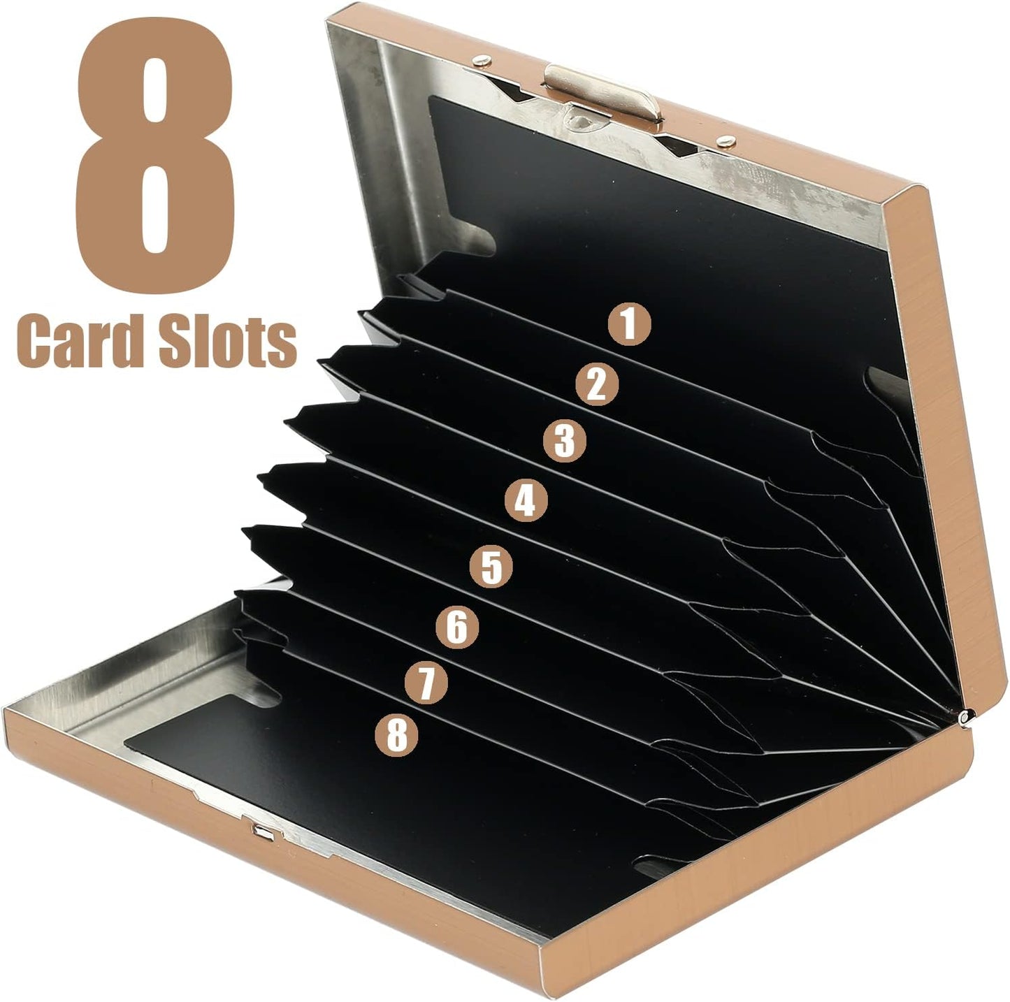 Stainless Steel Credit Card Holder RFID Blocking Slim Credit Card Case 8 Cards