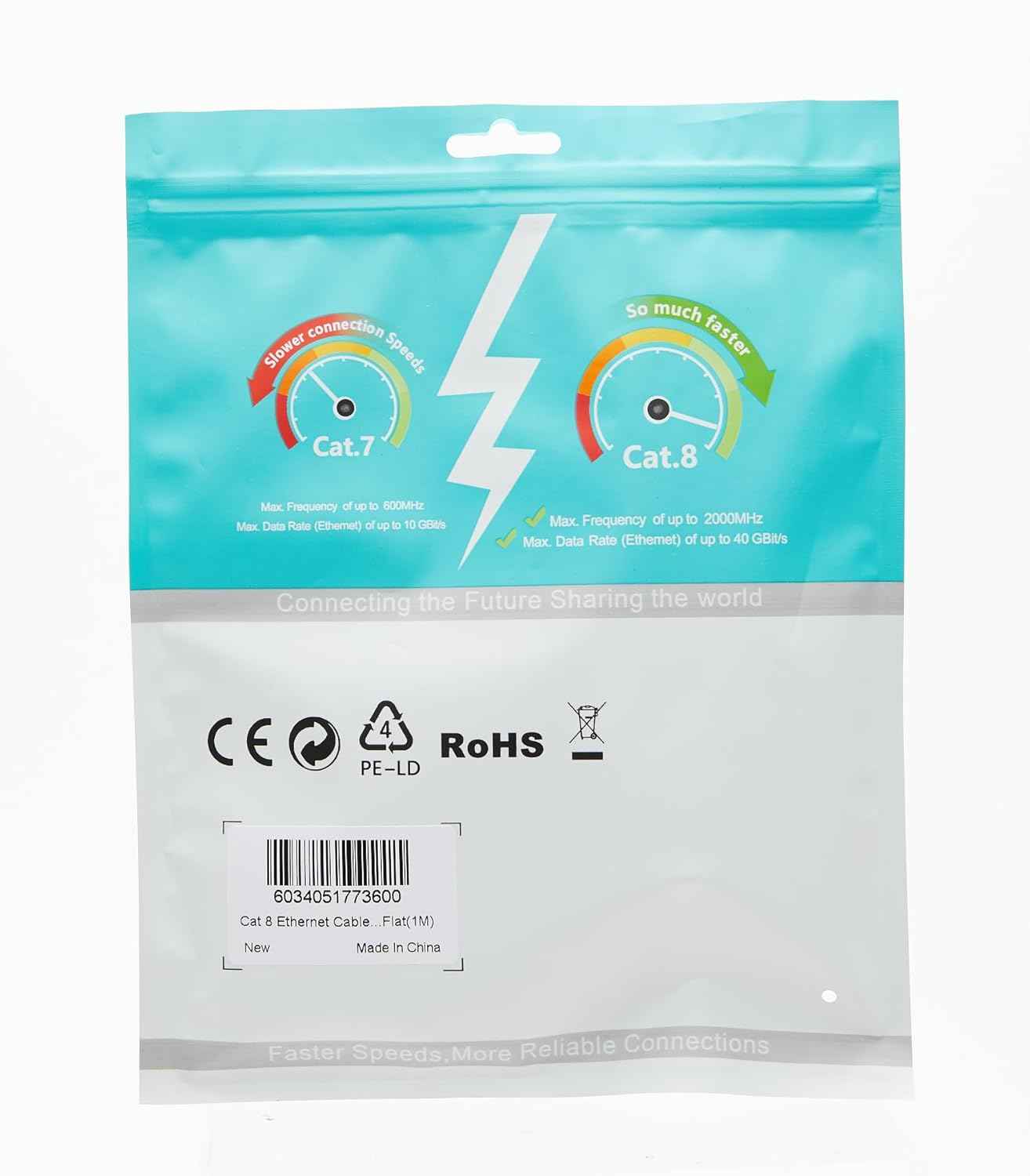 Cat 8 Ethernet Patch Cable 1M Heavy Duty High Speed Flat Internet Network Cable