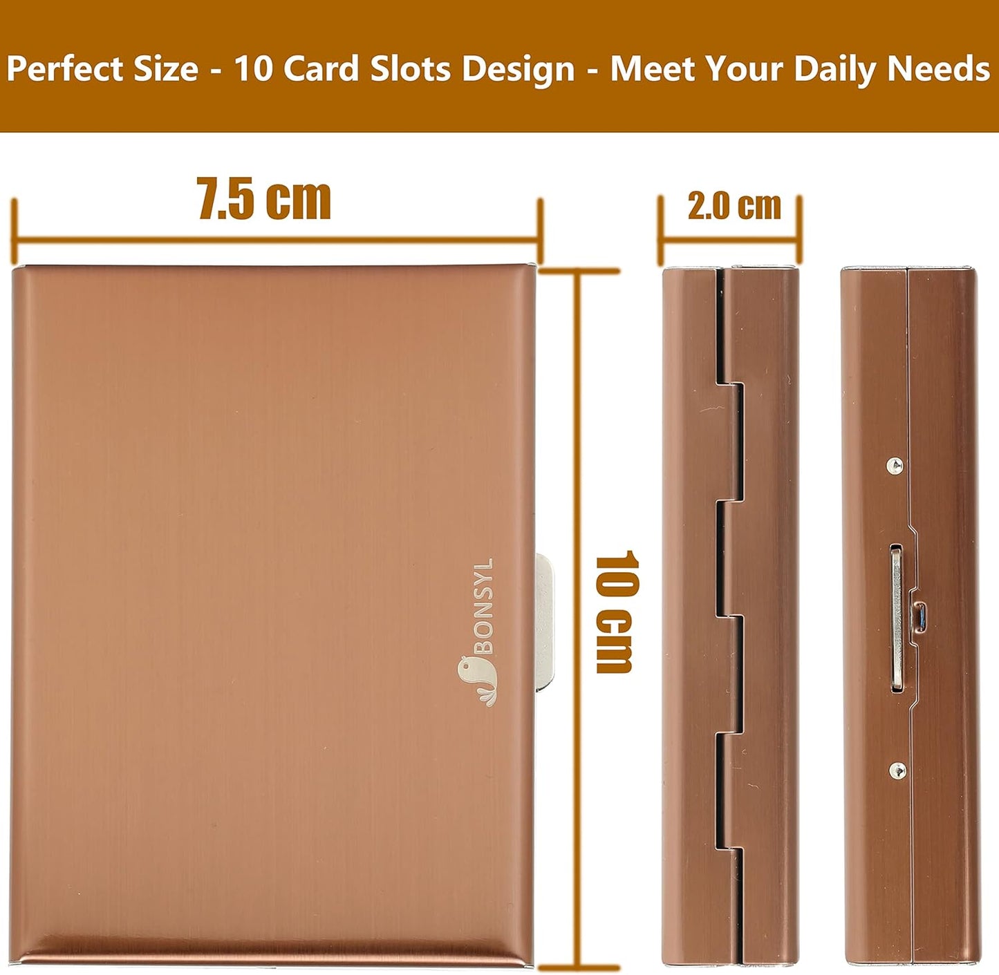 Stainless Steel Credit Card Holder RFID Blocking Slim Credit Card Case 8 Cards