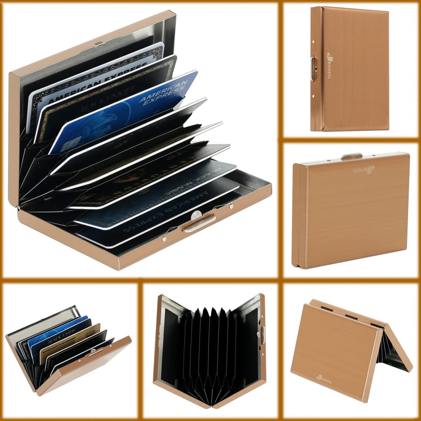 Stainless Steel Credit Card Holder RFID Blocking Slim Credit Card Case 8 Cards