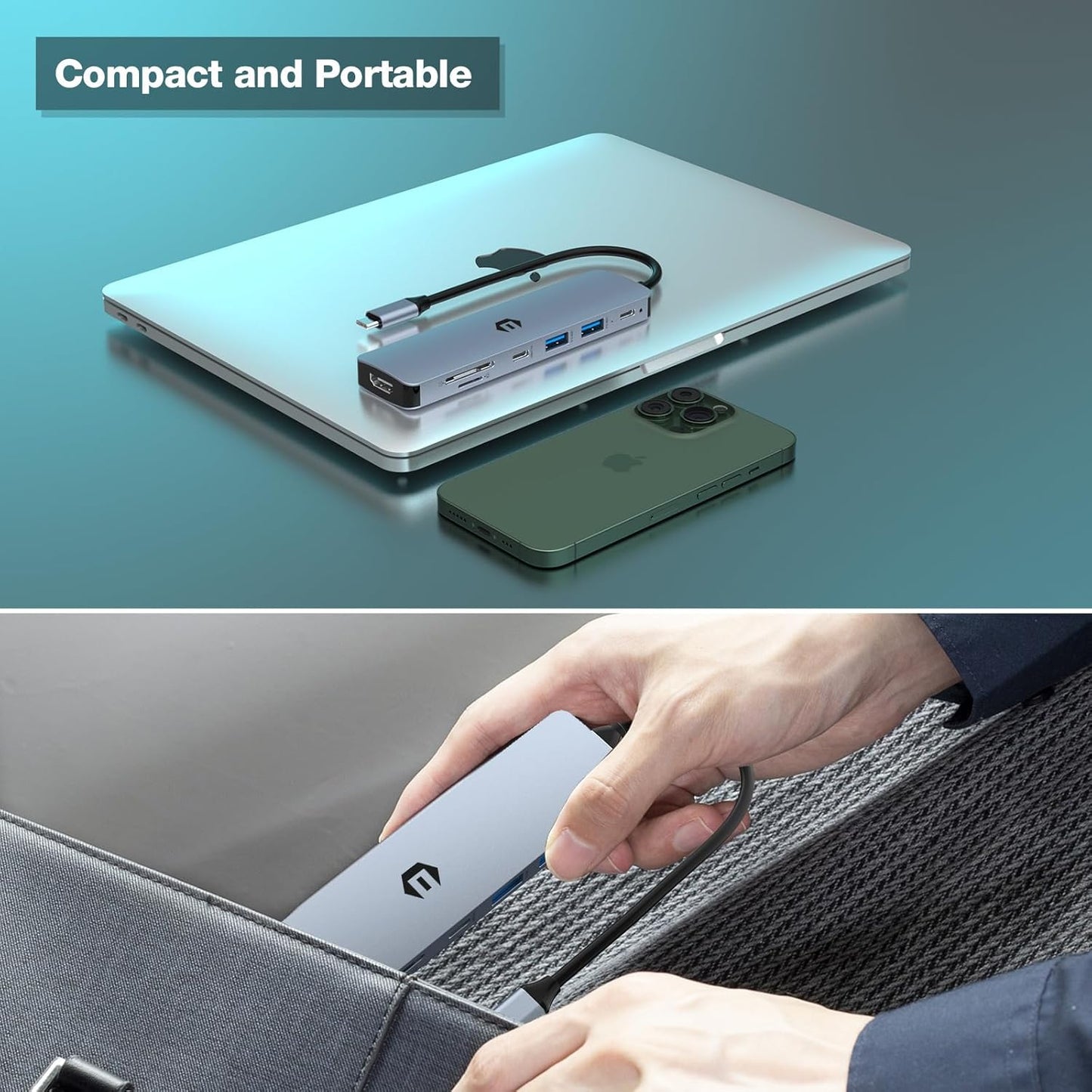 Docking Station 7 in 1 USB C Adapter with HDMI USB C 2 USB 3.0 100W PD SD/TF