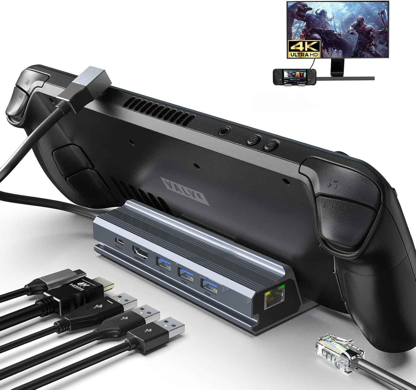 Valve Steam Deck Docking Station 6 in 1 HDMI 2.0 4K@60Hz Gigabit Ethernet
