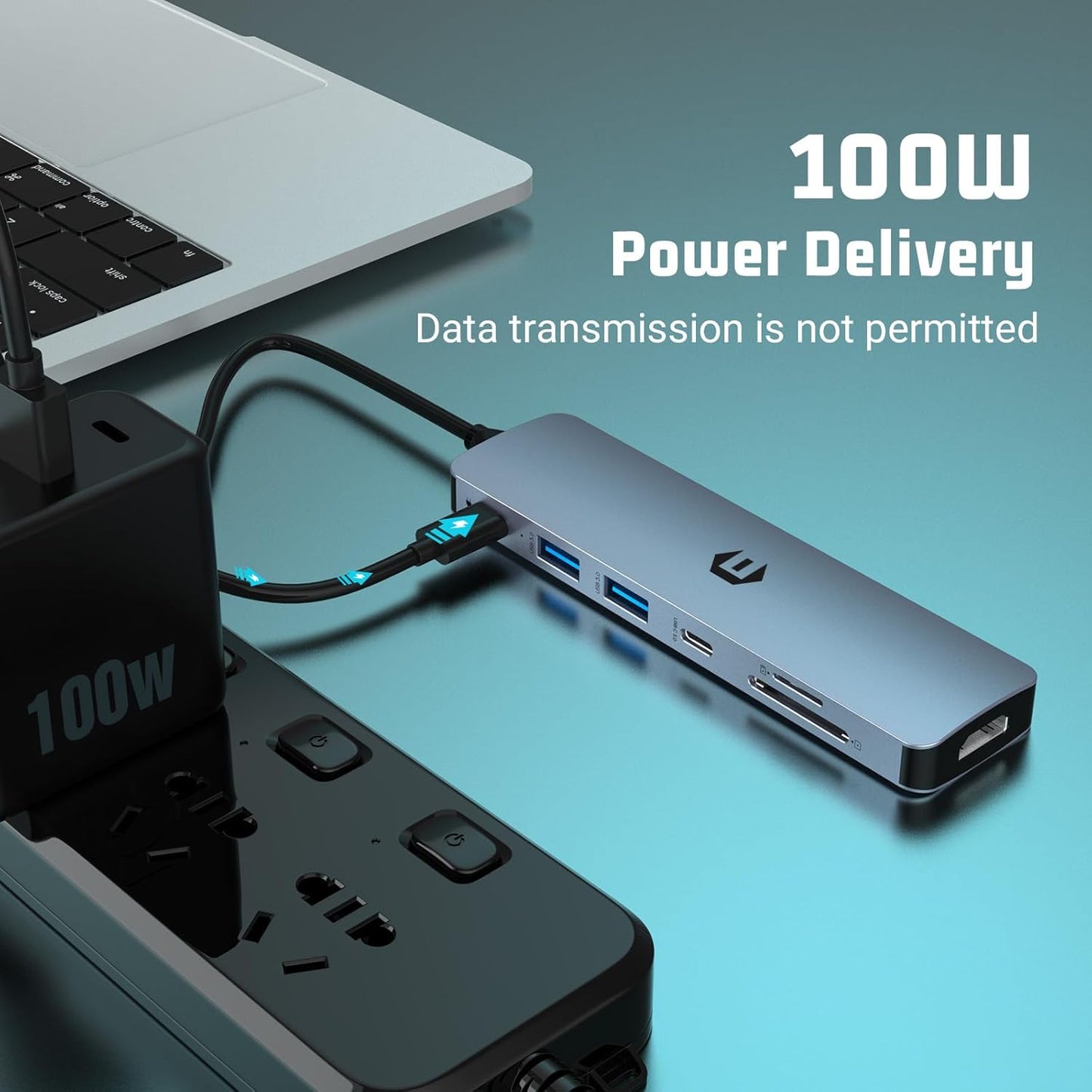 Docking Station 7 in 1 USB C Adapter with HDMI USB C 2 USB 3.0 100W PD SD/TF