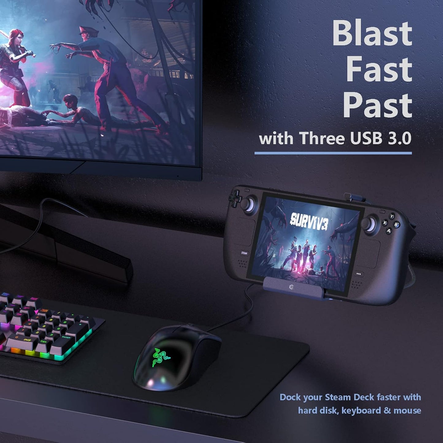 Valve Steam Deck 6-in-1 Charging Docking Station 4k HDMI TV Monitor Adapter