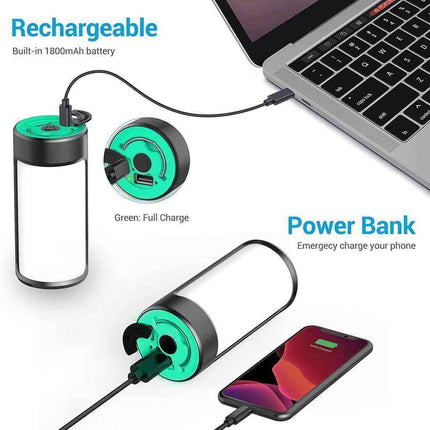 Rechargeable Camping Lights LED 400LM 5 Light Modes also Charges Phones - 2 Pack