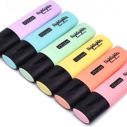 Pastel Highlighters Chisel Tip Markers Quick Drying 6 Colour Set for Creativity