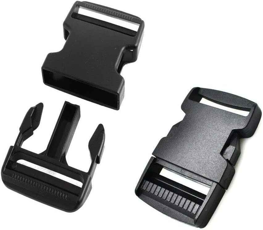 Delrin Side Release Buckles, 5 Sizes, for Webbing DIY Paracord Bracelets, Black