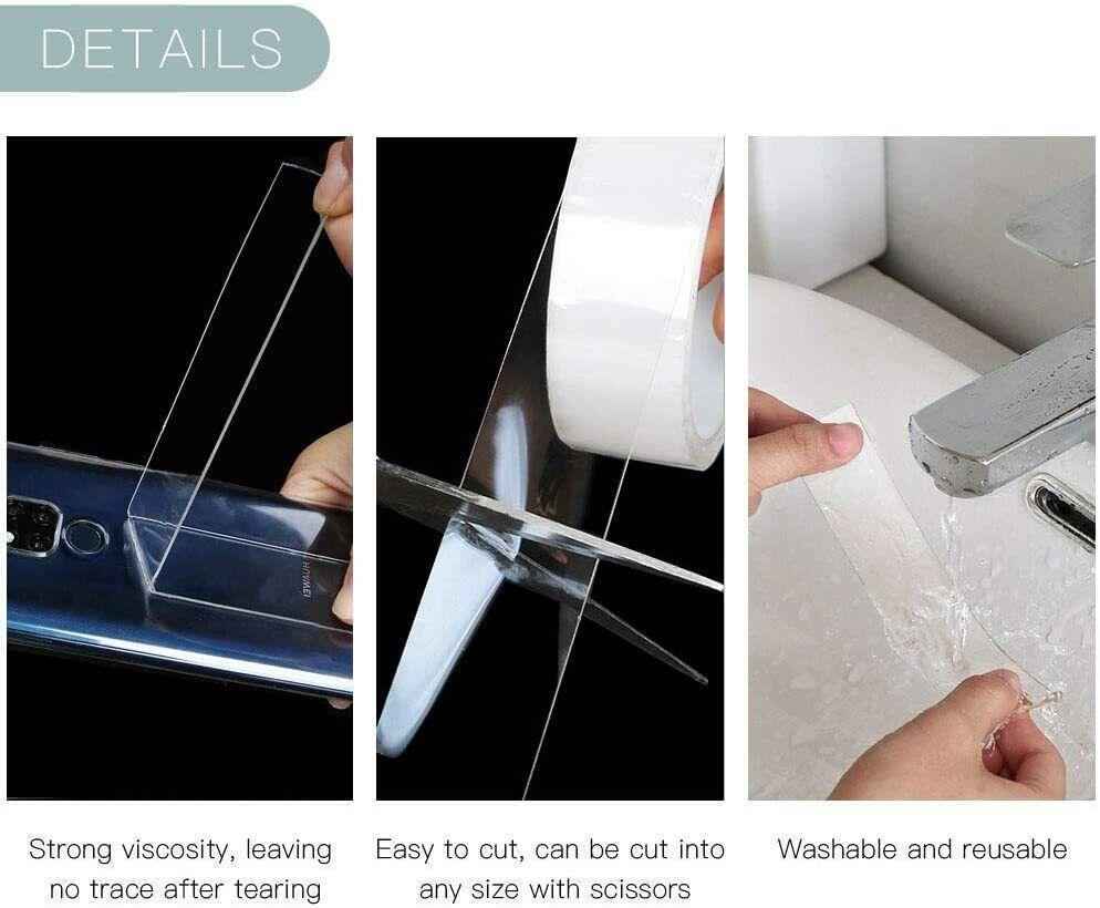 NANO TAPE ADHESIVE DOUBLE SIDED STRONG TRACELESS WASHABLE REMOVABLE CLEAR GEL 4m