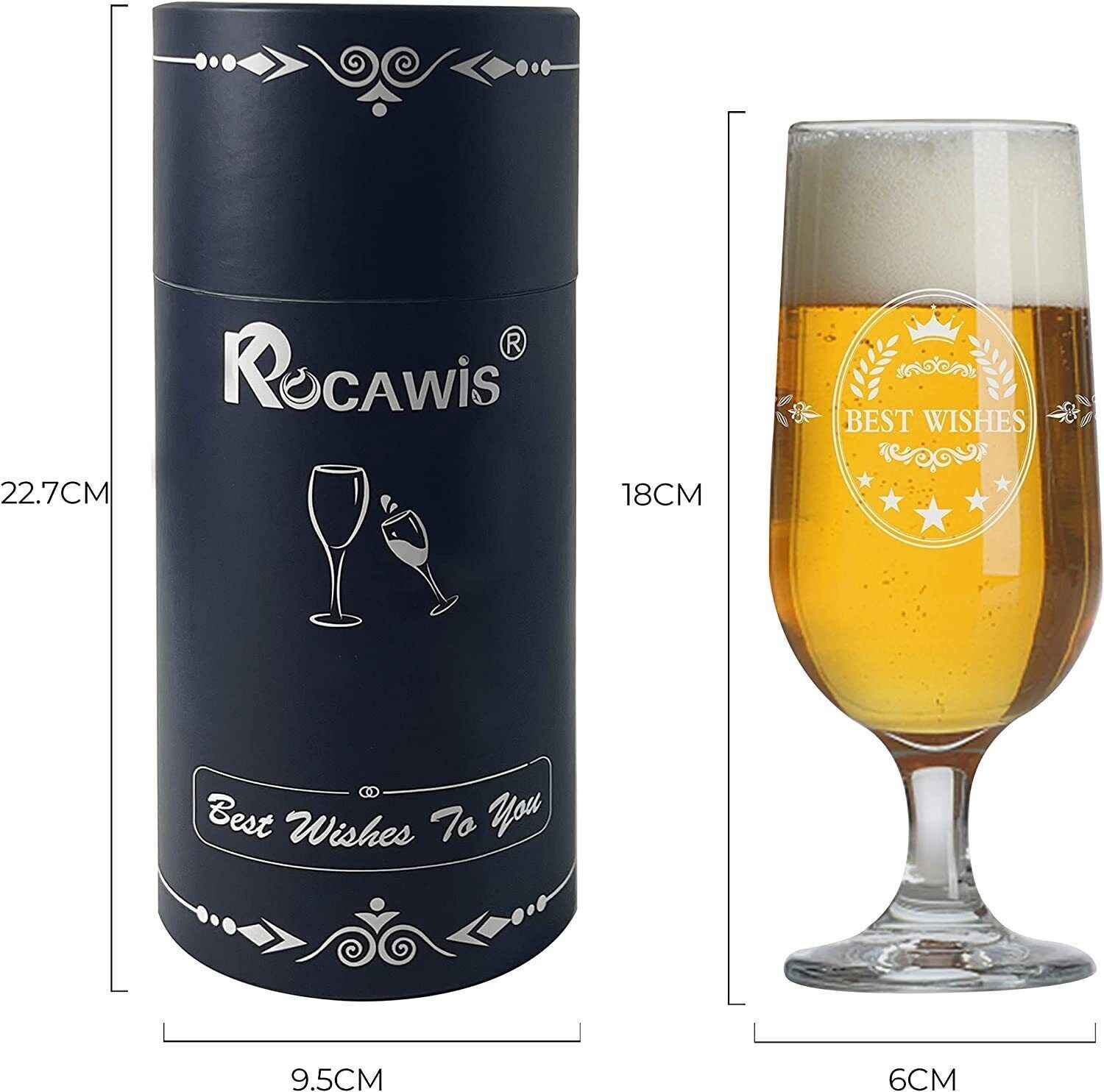 KOCAWIS BEER ALE GLASS GIFT FOR MEN DAD GRANDFATHER UNCLE TULIP 350ML