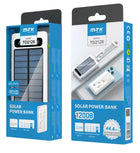 12000mAh Power Bank with Solar Panel Micro USB, iPhone, Type-C, and USB With LED