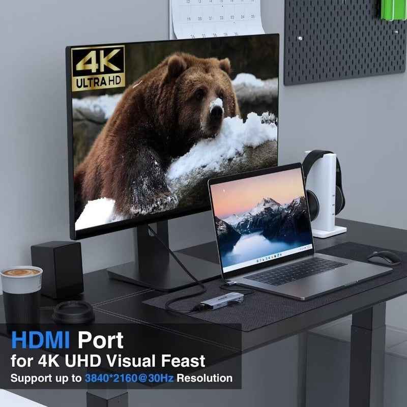 6-in-1 USB-C Laptop Dock 4K HDMI & SD/TF Reader Ultimate Connectivity Solution