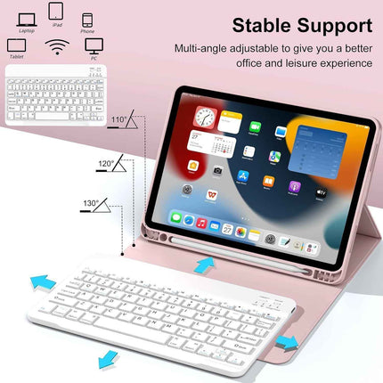 iPad 10th Generation Case 10.9 inch 2022 Stylus Holder with Bluetooth Keyboard