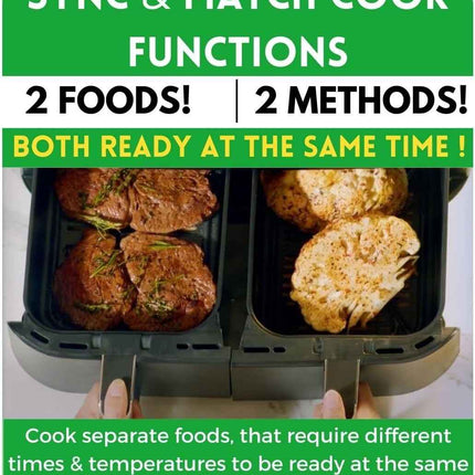 Domestic King 7L Digital Dual Basket 2400W Air Fryer With Recipe Book, 3.5L Each