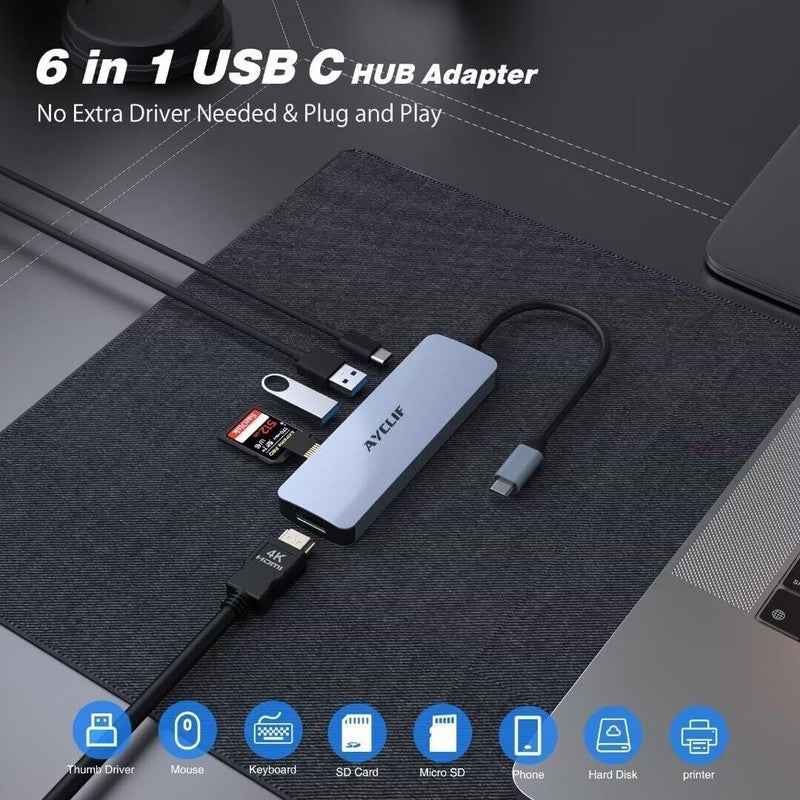 6-in-1 USB-C Laptop Dock 4K HDMI & SD/TF Reader Ultimate Connectivity Solution