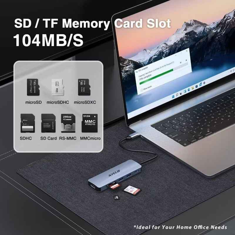 6-in-1 USB-C Laptop Dock 4K HDMI & SD/TF Reader Ultimate Connectivity Solution