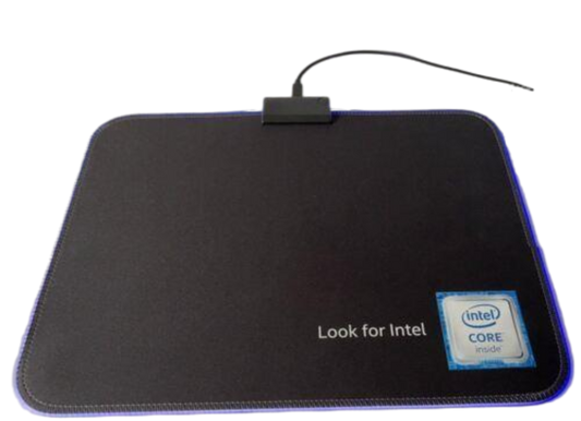 INTEL BLUE LED GAMING MOUSE PAD - USB LIGHT-UP - ANTI SLIP (365 x 255 mm)