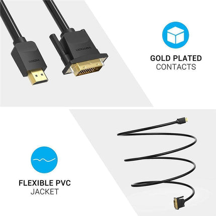 HDMI to DVI Cable Bidirectional DVI-D 24+1 Male to HDMI Male Adapter 5m