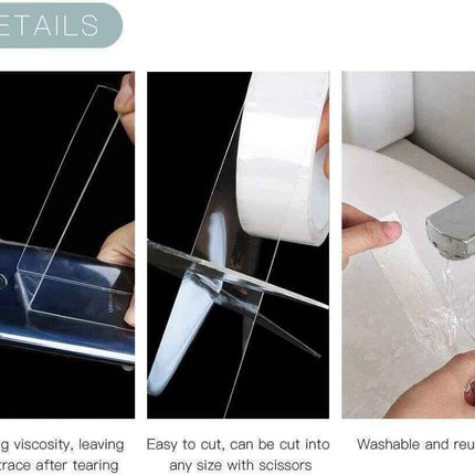 Double Sided Strong Adhesive Nano Tape Traceless Washable Removable Clear 8m