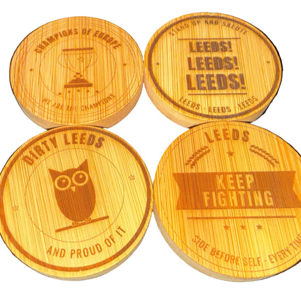 Leeds Football Bamboo Bottle Opener 60mm Magnetic Engraved Gift Man Cave Bar