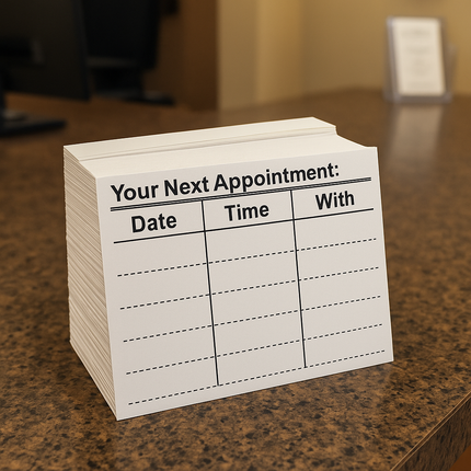 Professional Appointment Reminder Cards Pack of 200 White 300gsm Card Stock