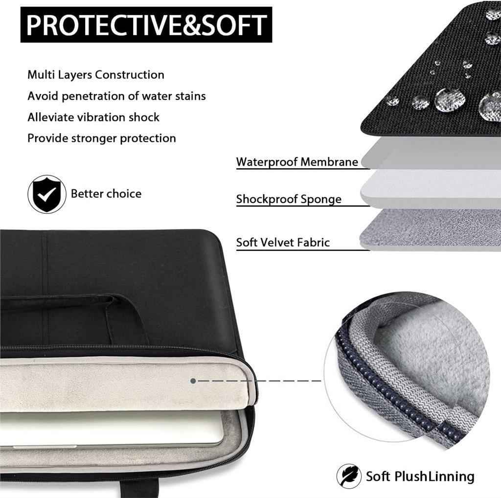 KCY 13 Inch Laptop Case with Detachable Shoulder Strap School Office Everyday