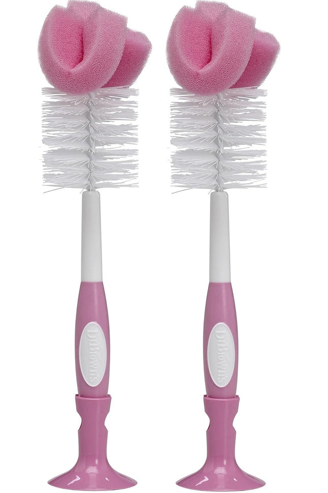 Dr Brown's Baby Bottle Cleaning Brush Pink Bottle Cleaner with Teat Cleaner 2 Pk