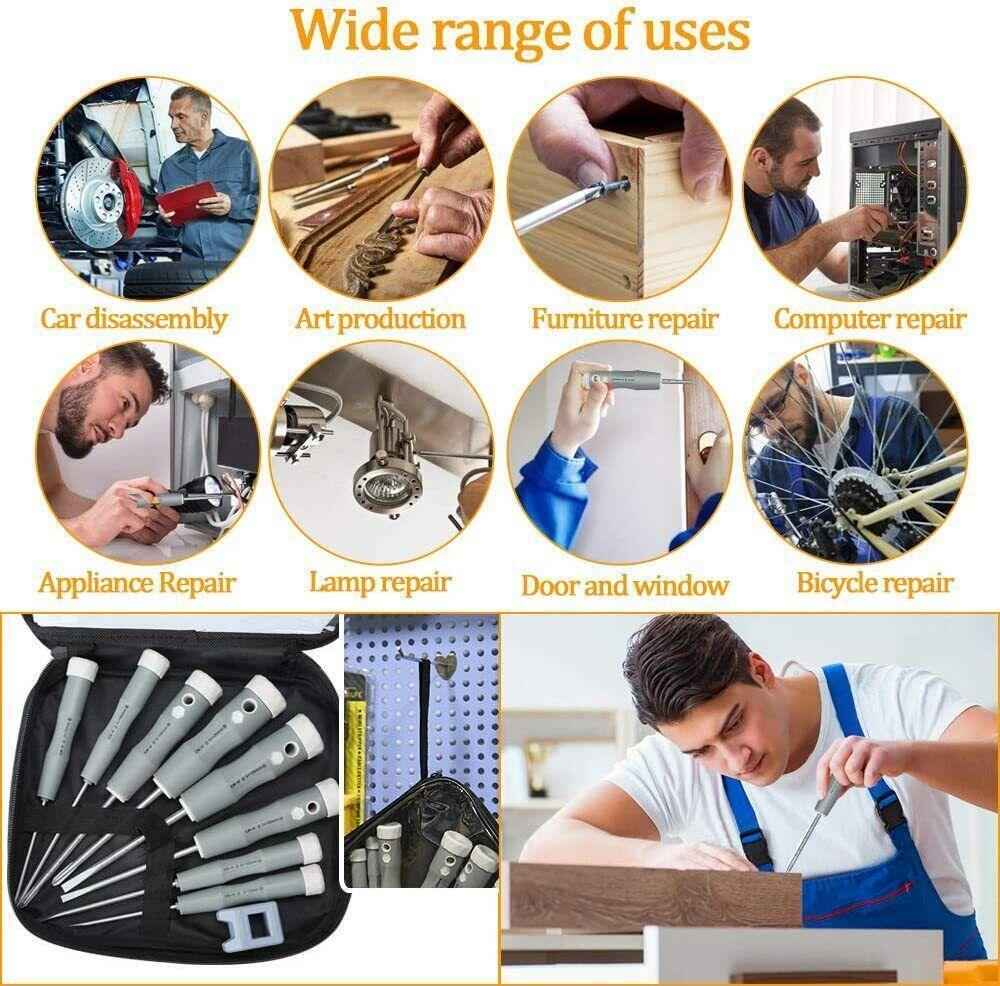 Durable 9 Piece Screwdriver Set for Daily Work, phillips and slotted screwdriver