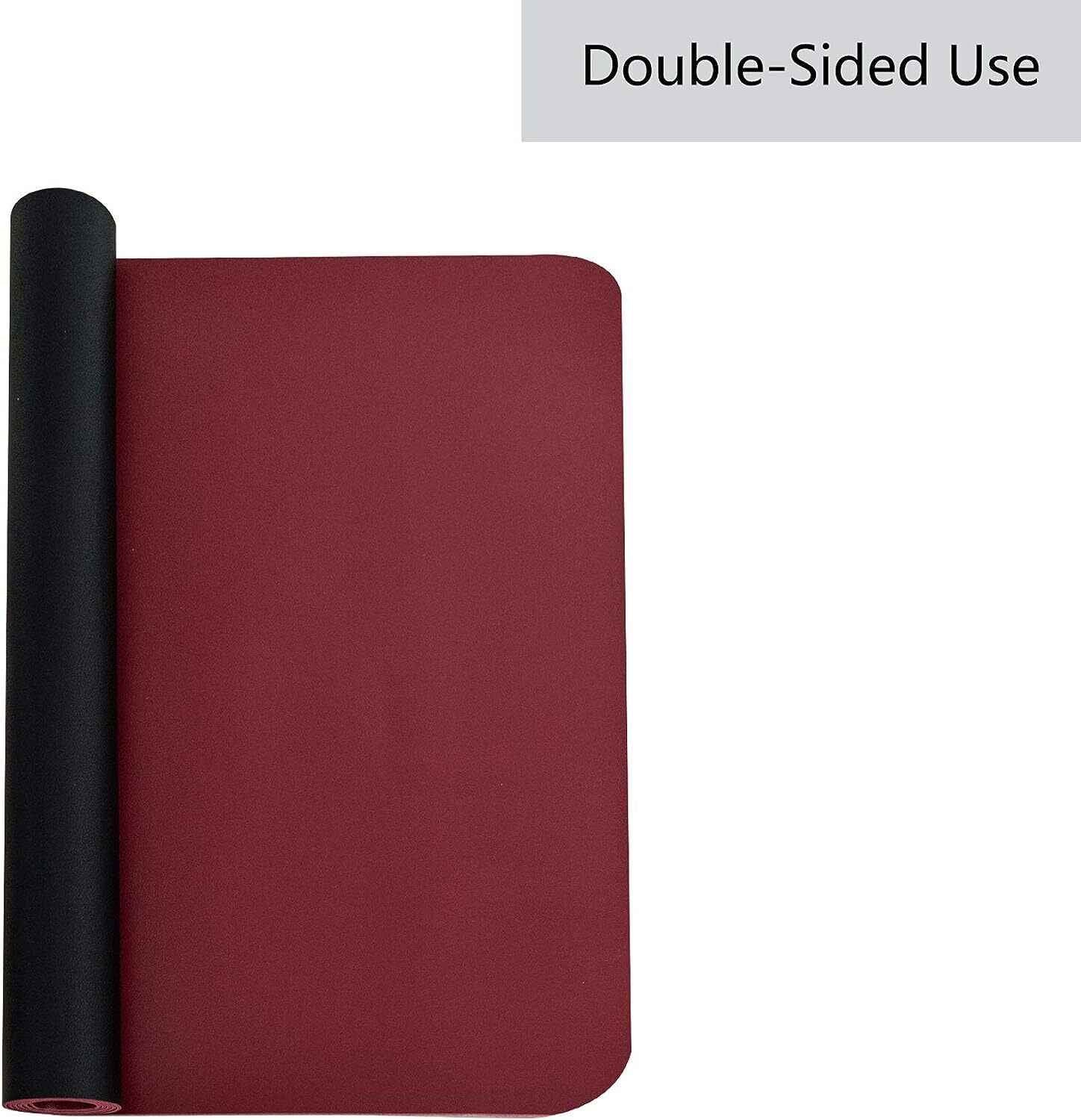 Multifunctional Office Desk Protector Faux Leather, 80cm * 40cm - Black / Red