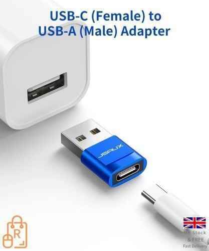 Premium USB Type C Female to USB A Male Adapter Converter Charger - Blue