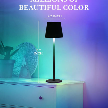 Cordless LED Table Lamp RGB Rechargeable Desk Light IP54 Touch Dimmable 2 Pack