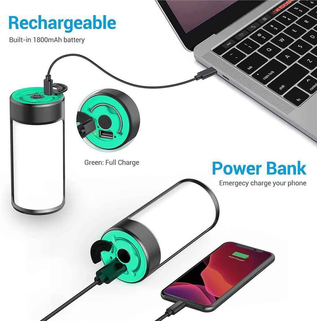 Rechargeable LED Camping Lights 400LM 5 Light Modes, Phone Charger - 2 Pack