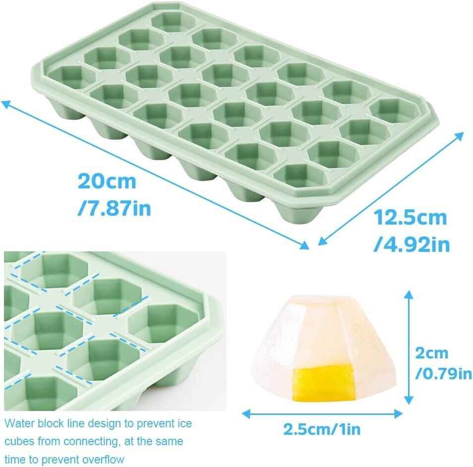 Ice Cube Tray with No Spill Lid Easy Release 48 Cubes Whiskey Cocktail
