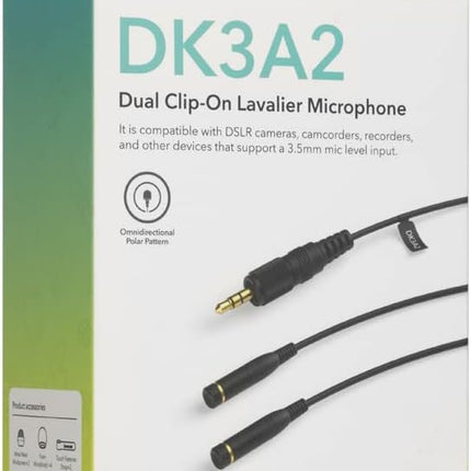 Saramonic DK3A2 | 2-Person Premium Dual Stereo Omnidirectional Lavalier with Locking 3.5mm TRS for Portable Recorders, Mixers, Cameras and Wireless Transmitters