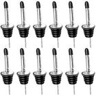 Drink Pourers Stainless Steel with Stoppers for Oils, Whiskey, Cocktails 12 Pack