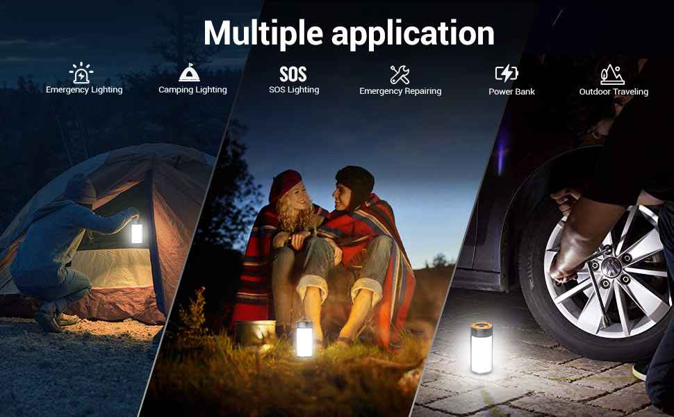 Rechargeable LED Camping Lights 400LM 5 Light Modes, Phone Charger - 2 Pack