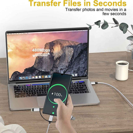 3 in 1 Cable, Lightning Type C Micro USB Charging Cable Adapter MFI Certified