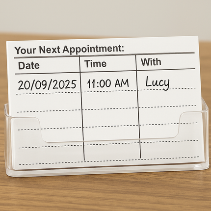Professional Appointment Reminder Cards Pack of 200 White 300gsm Card Stock