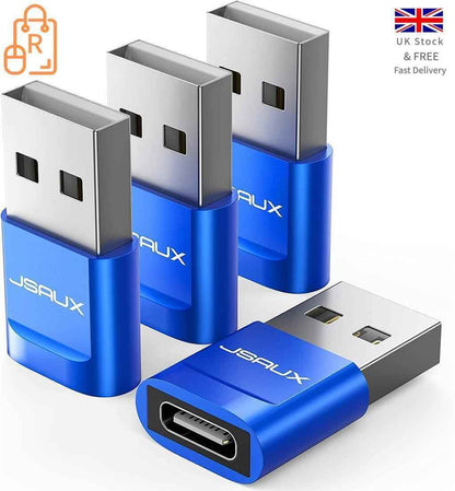 Premium USB Type C Female to USB A Male Adapter Converter Charger - Blue