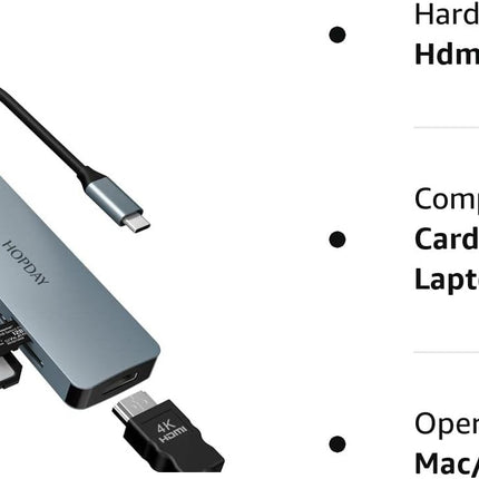 USB C Docking Station Mac Windows iPad Pro Adapter 6 in 1 with 4K HDMI Output