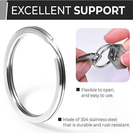 Heavy Duty Metal Split Key Rings – 1 Inch Keychain Ring Holder, Silver Pack of 5