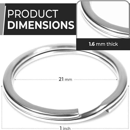 Heavy Duty Metal Split Key Rings – 1 Inch Keychain Ring Holder, Silver Pack of 5