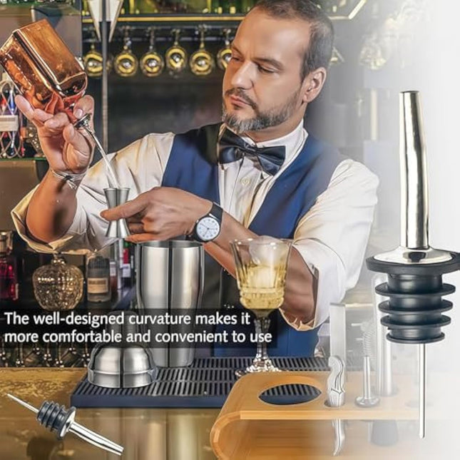 Drink Pourers Stainless Steel with Stoppers for Oils, Whiskey & Cocktails 2PK