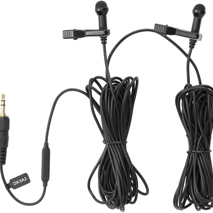 Saramonic DK3A2 | 2-Person Premium Dual Stereo Omnidirectional Lavalier with Locking 3.5mm TRS for Portable Recorders, Mixers, Cameras and Wireless Transmitters