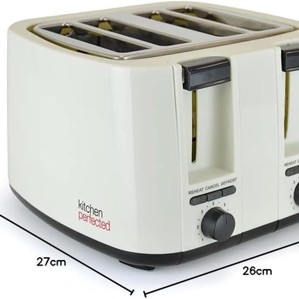 KitchenPerfected 4 Slice extra-wide slot Toaster - Cream