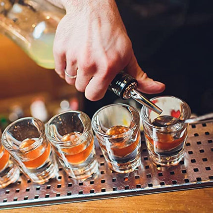 Drink Pourers Stainless Steel with Stoppers for Oils, Whiskey, Cocktails 12 Pack
