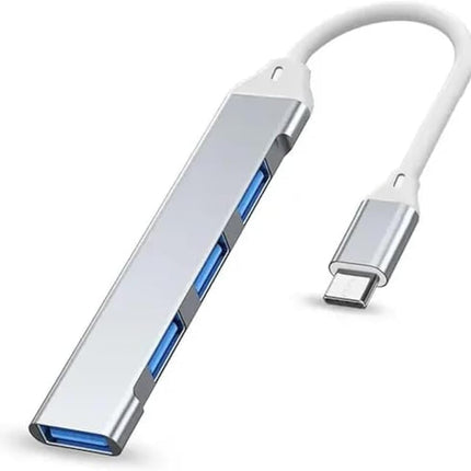 4 Ports USB Adapter Type-C to USB 3.0 Dongle Splitter Ultra Slim Space Silver