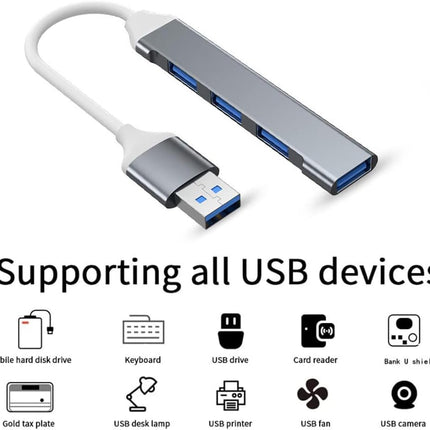 USB 3.0 Hub Aluminium Portable High Speed Multi USB Hub Splitter Adapter for PC