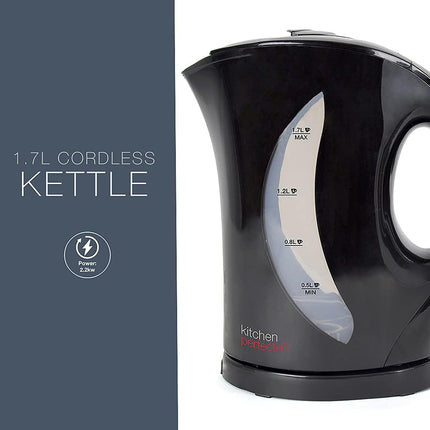 Kitchen Perfected Black 2Kw 1.7Ltr Cordless Kettle, Plastic E1524BK